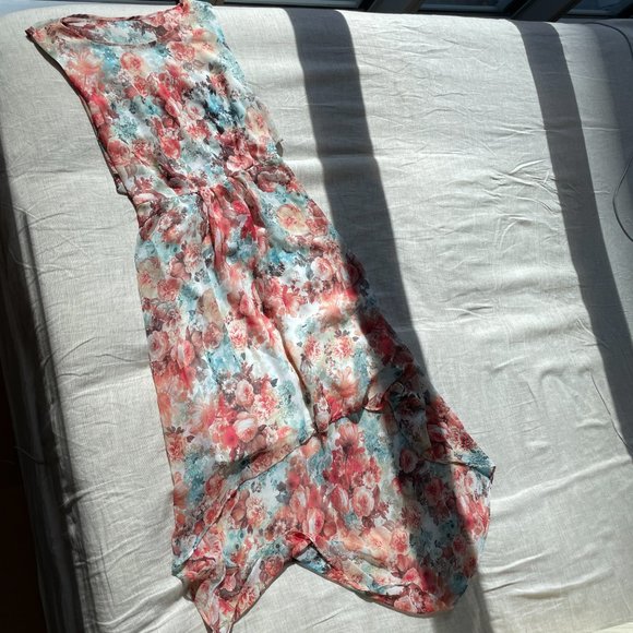 Forever 21 Pink Floral Asymmetrical Sleeveless Dress Small - Picture 9 of 11